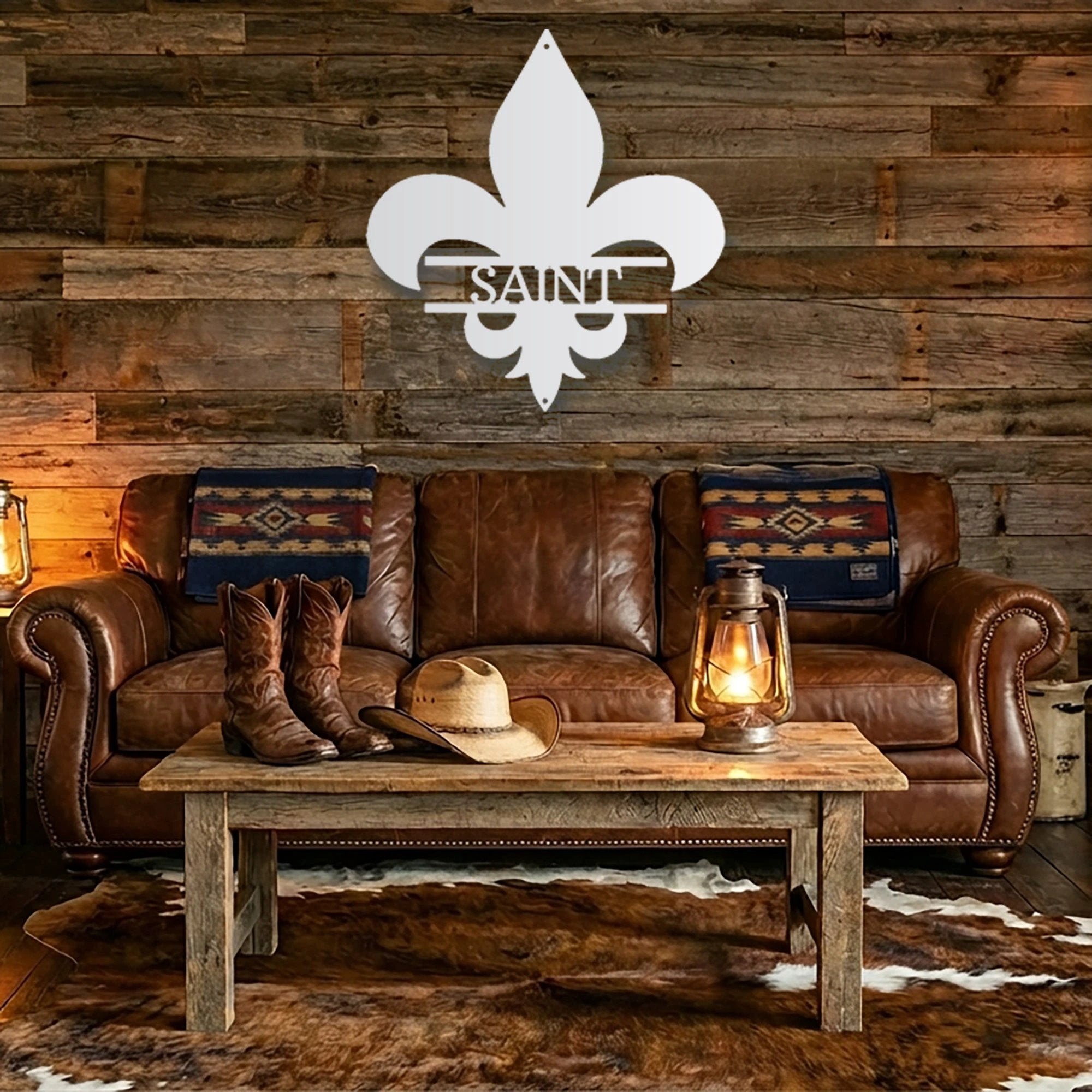 Personalized Fleur De Lis Metal Wall Art – Custom Name Sign – Louisiana Decor – Saints Inspired Wall Decor – Family Name Steel Sign