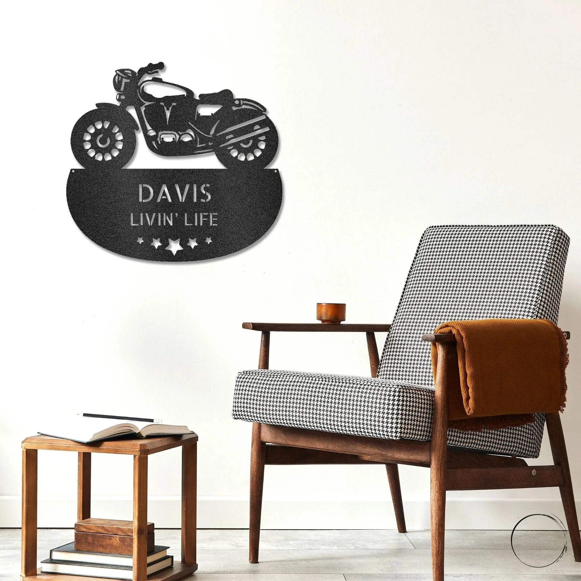 Personalized Motorcycle Metal Wall Sign – Custom Name Laser-Cut Steel Art for Indoors & Outdoors