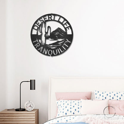 Desert Life Personalized Cactus Scene Indoor Outdoor Steel Wall Sign - Mallard Moon Gift Shop