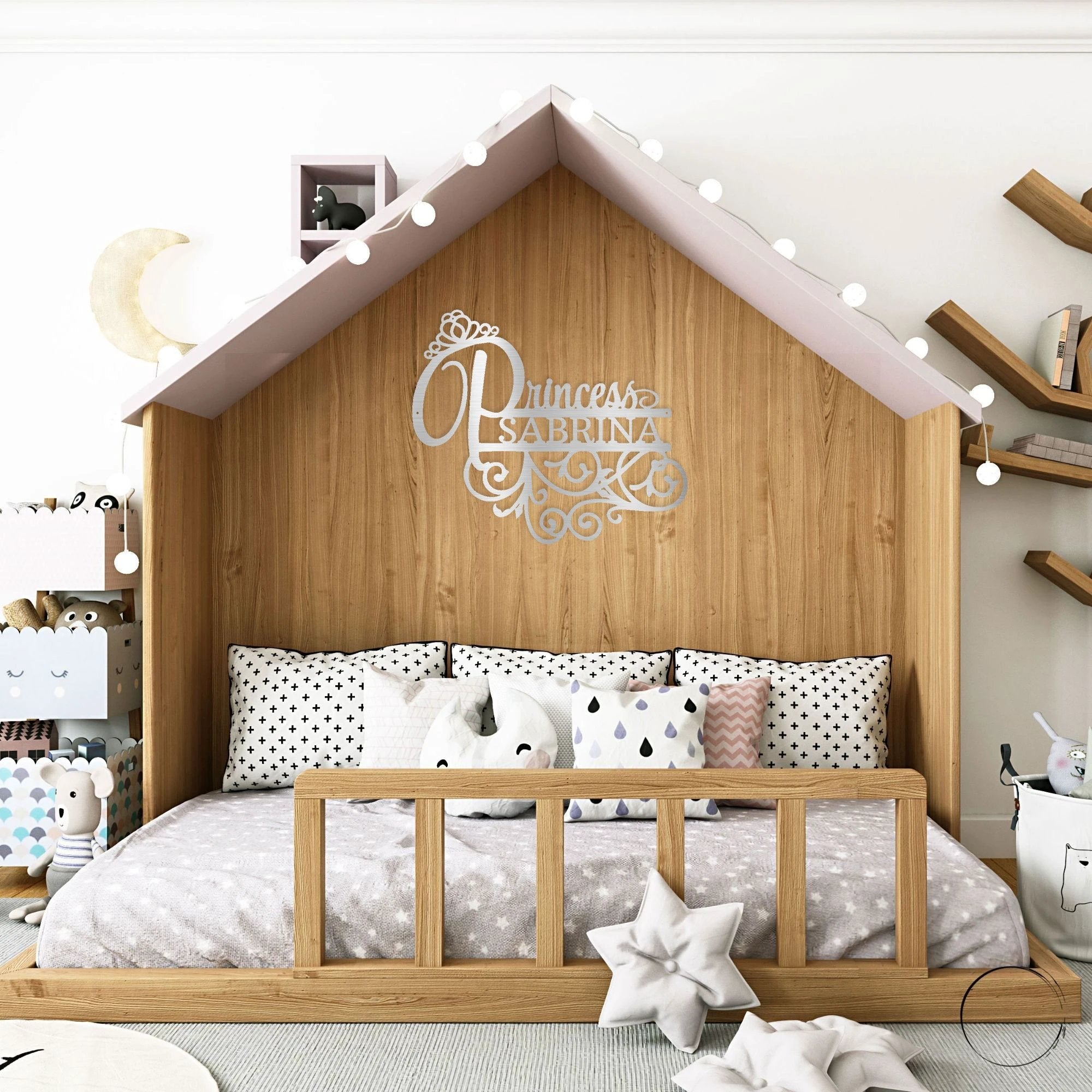 Personalized Princess Name Metal Sign Girls Room Decor Custom Name Wall Art Princess Nursery Decor Baby Girl Room Sign