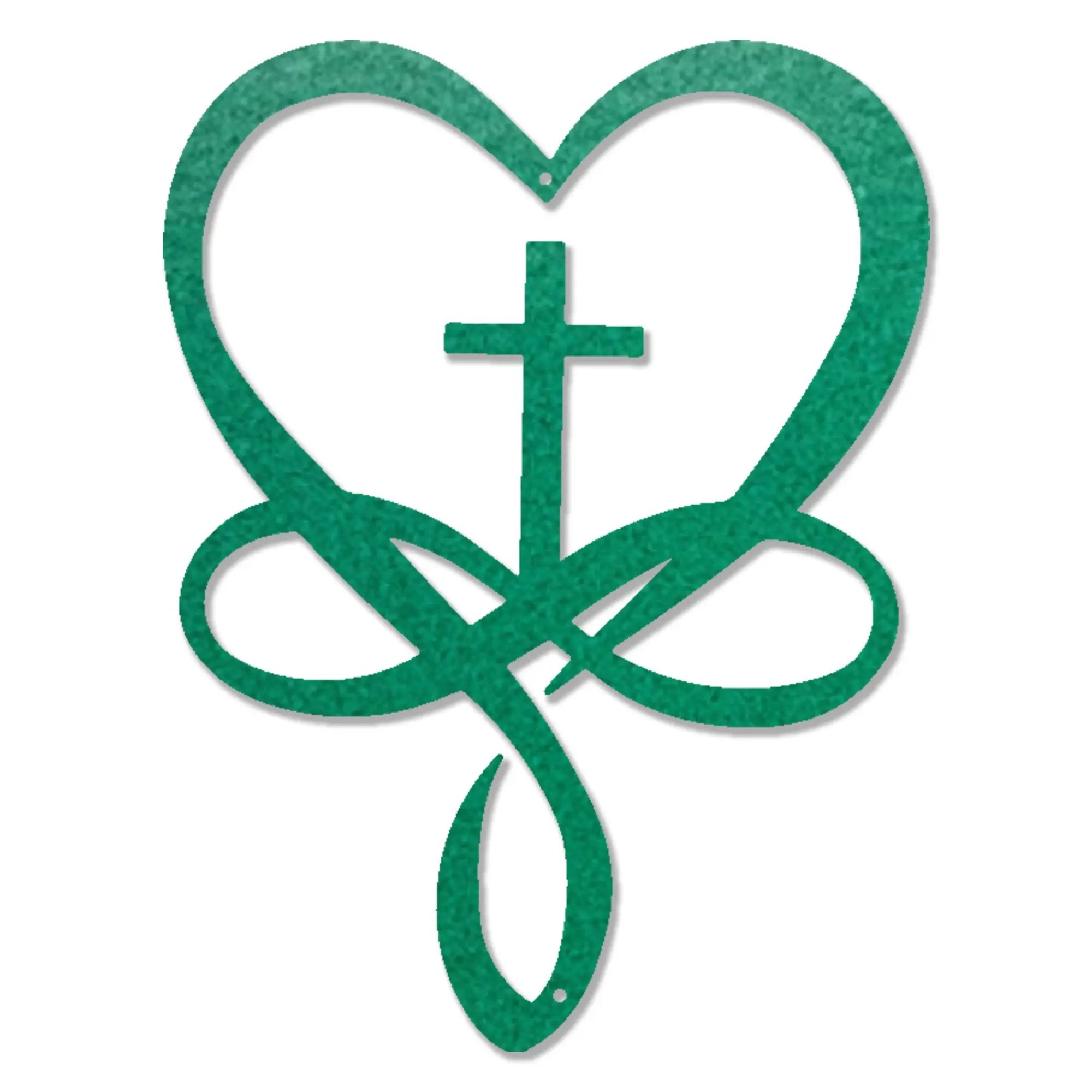 Love Infinity Cross Metal Wall Art – Christian Faith Decor, Heart Cross Sign, Religious Home Decor, Laser Cut Steel Wall Hanging, Gift for Christian Family