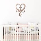 Love Infinity Cross Metal Wall Art – Christian Faith Decor, Heart Cross Sign, Religious Home Decor, Laser Cut Steel Wall Hanging, Gift for Christian Family