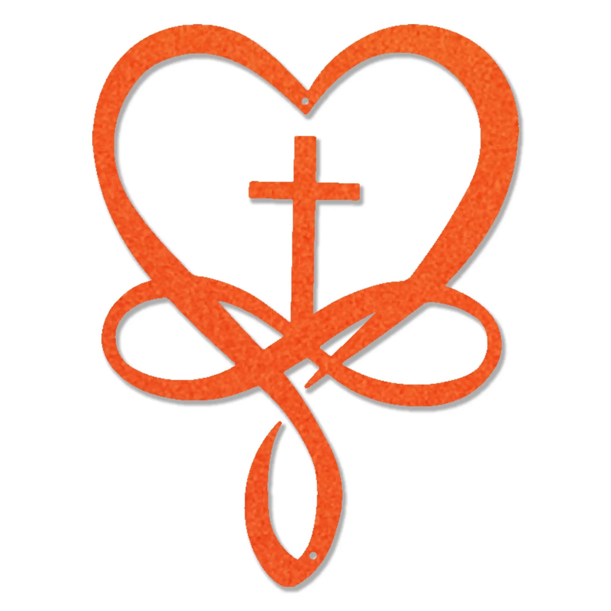 Love Infinity Cross Metal Wall Art – Christian Faith Decor, Heart Cross Sign, Religious Home Decor, Laser Cut Steel Wall Hanging, Gift for Christian Family