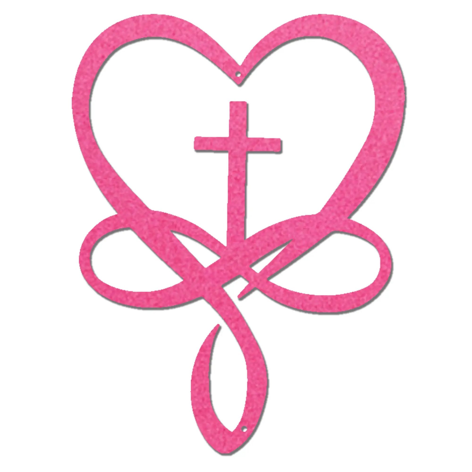 Love Infinity Cross Metal Wall Art – Christian Faith Decor, Heart Cross Sign, Religious Home Decor, Laser Cut Steel Wall Hanging, Gift for Christian Family