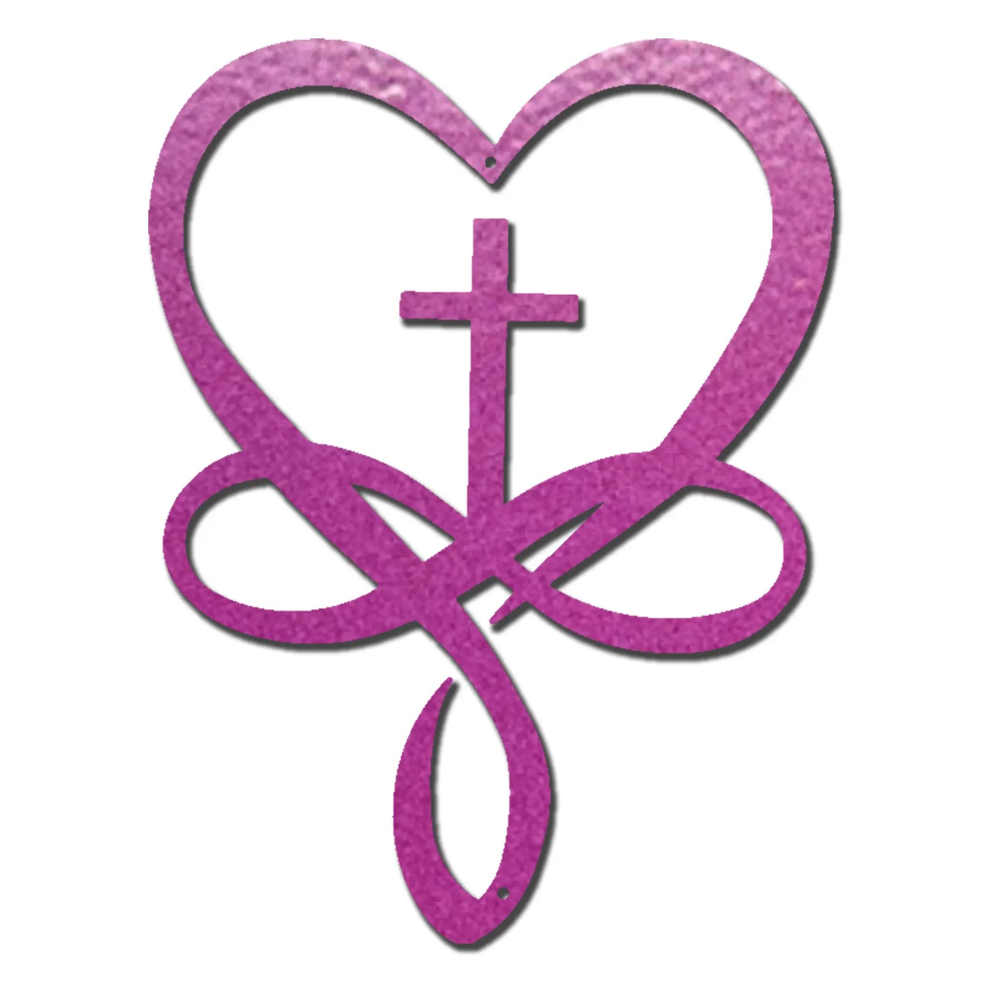 Love Infinity Cross Metal Wall Art – Christian Faith Decor, Heart Cross Sign, Religious Home Decor, Laser Cut Steel Wall Hanging, Gift for Christian Family