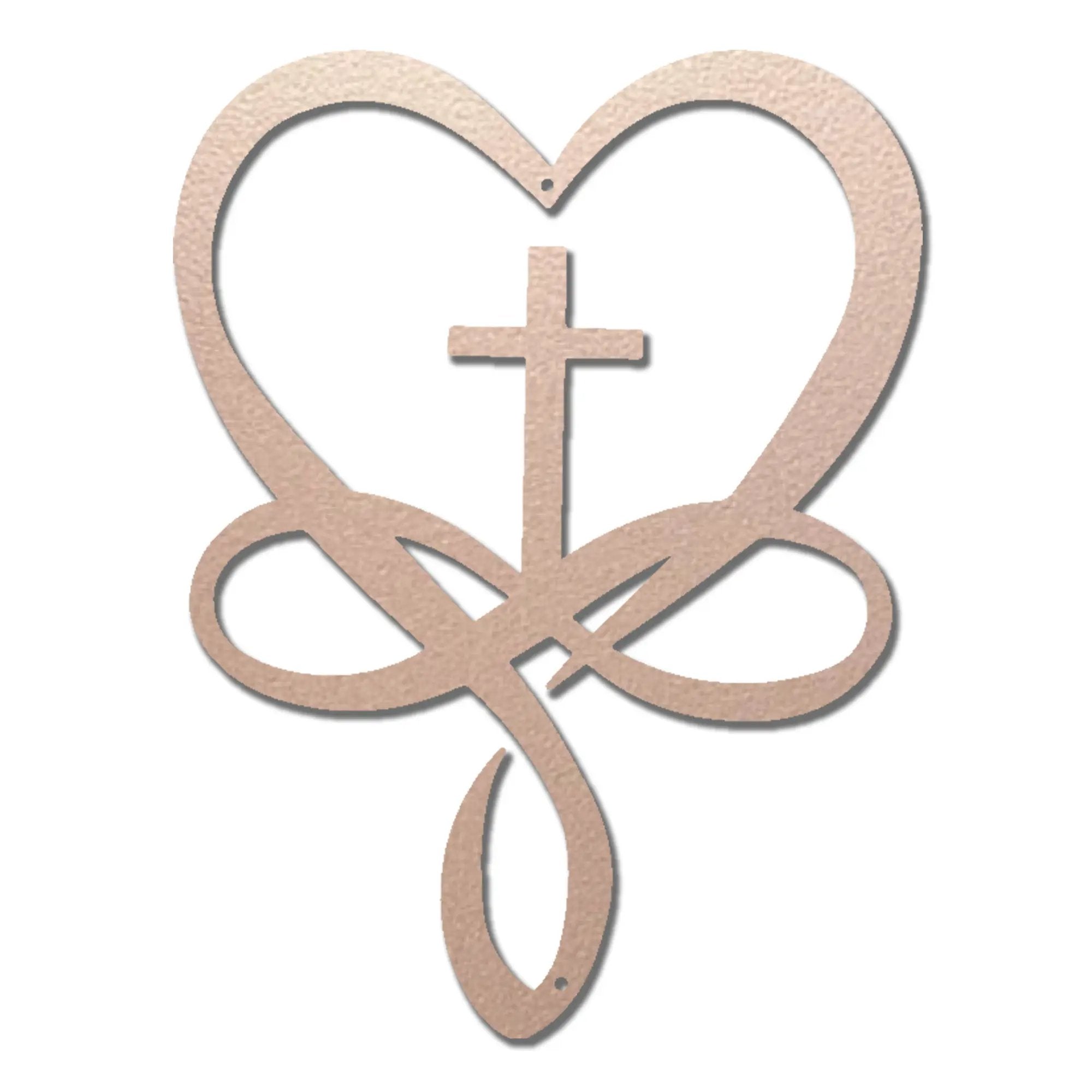 Love Infinity Cross Metal Wall Art – Christian Faith Decor, Heart Cross Sign, Religious Home Decor, Laser Cut Steel Wall Hanging, Gift for Christian Family