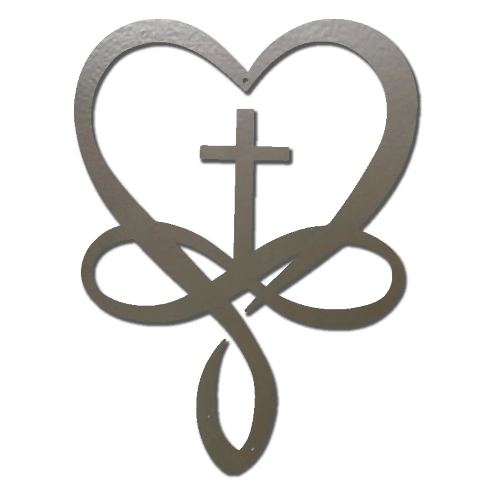 Love Infinity Cross Metal Wall Art – Christian Faith Decor, Heart Cross Sign, Religious Home Decor, Laser Cut Steel Wall Hanging, Gift for Christian Family