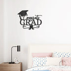 Congrats Grad Metal Wall Art Sign – Graduation Cap Diploma Steel Decor – Graduation Party Decor – Senior Gift Idea – Outdoor Metal Sign