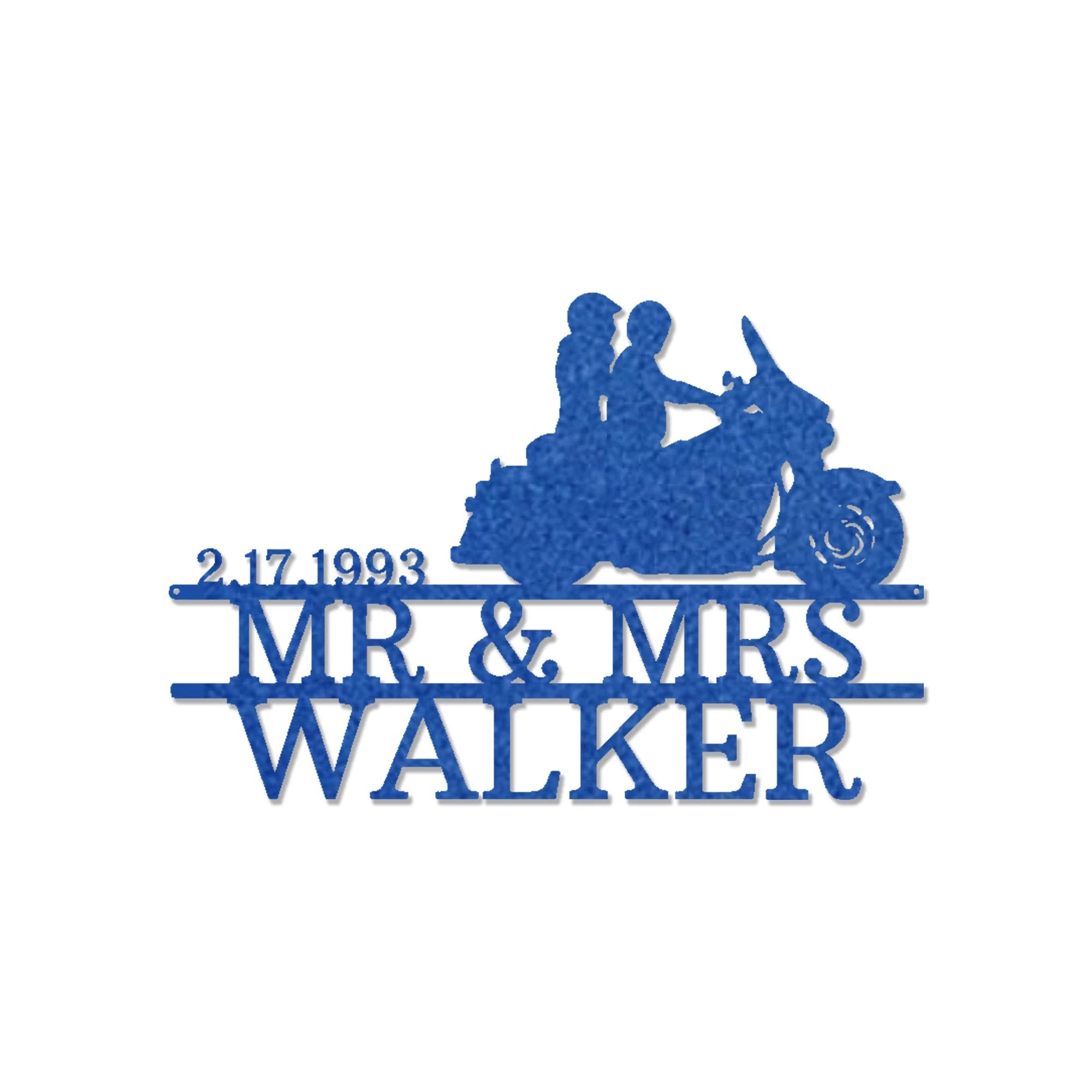 Personalized Motorcycle Couple Metal Sign – Mr & Mrs Custom Name Sign – Biker Wedding Gift – Anniversary Metal Wall Art