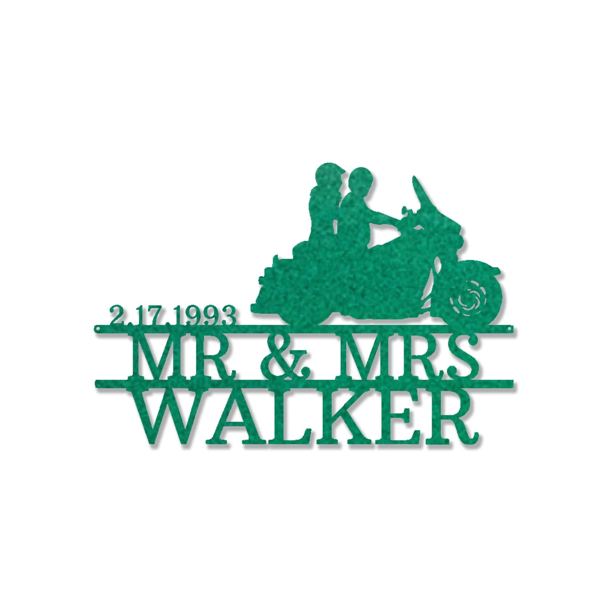 Personalized Motorcycle Couple Metal Sign – Mr & Mrs Custom Name Sign – Biker Wedding Gift – Anniversary Metal Wall Art