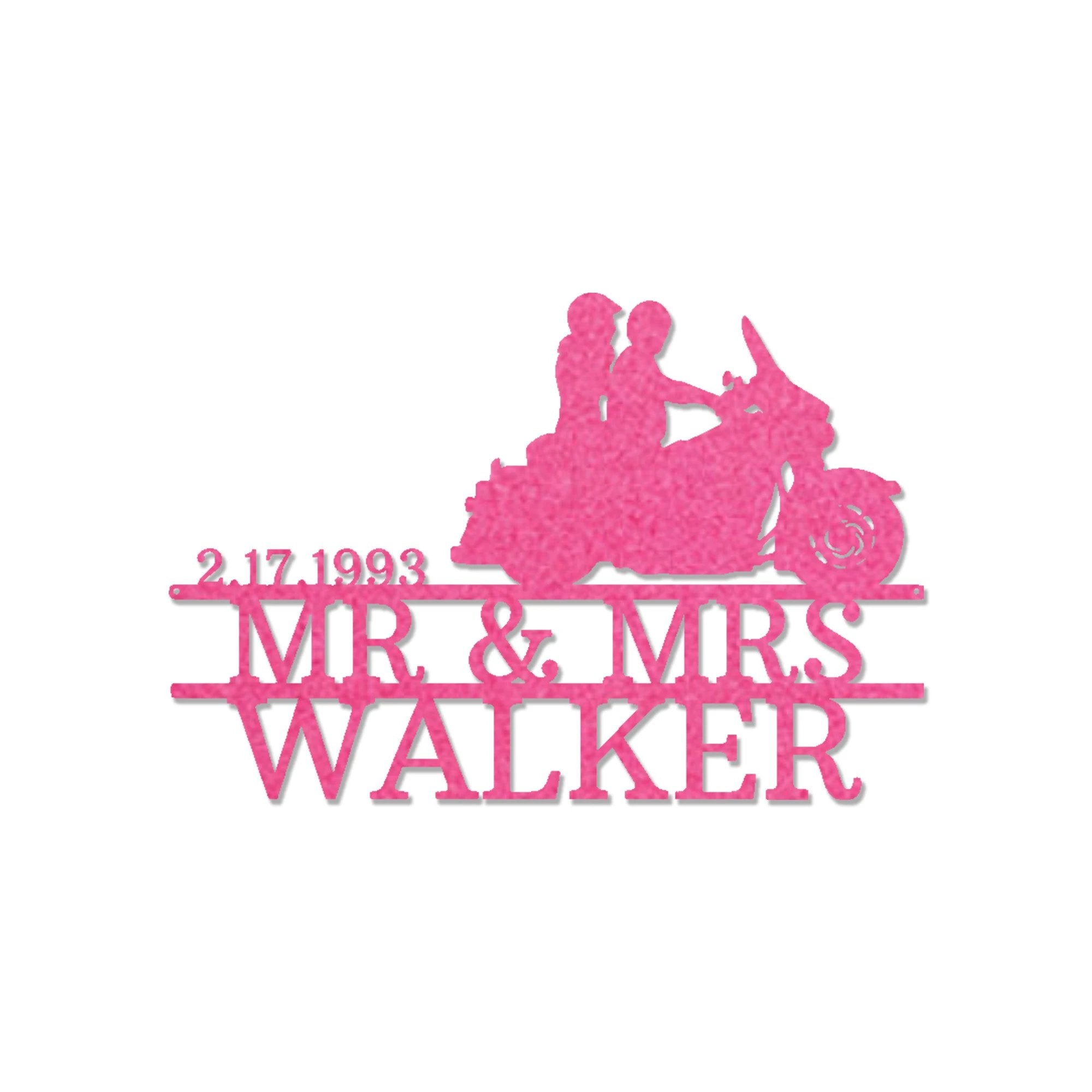 Personalized Motorcycle Couple Metal Sign – Mr & Mrs Custom Name Sign – Biker Wedding Gift – Anniversary Metal Wall Art