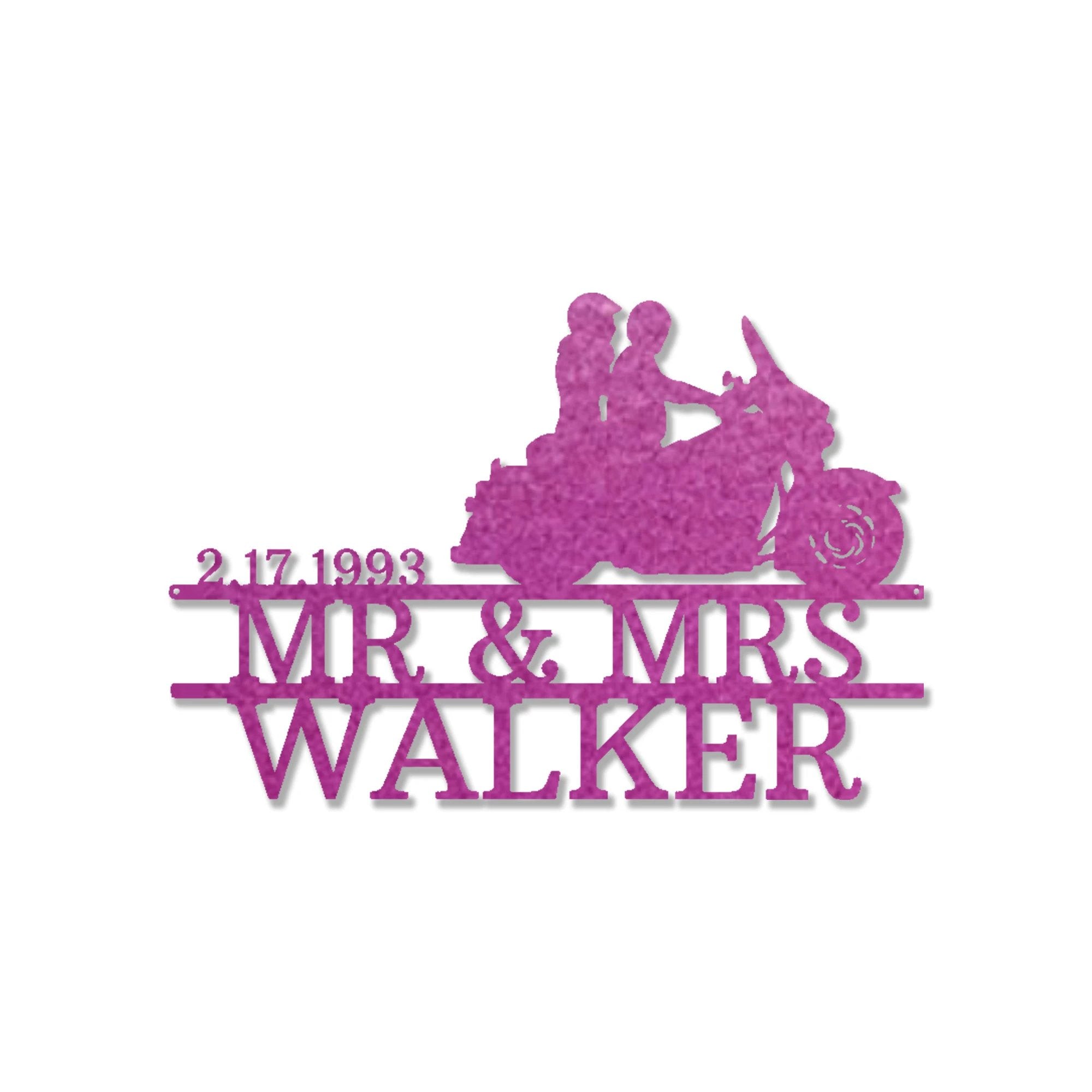 Personalized Motorcycle Couple Metal Sign – Mr & Mrs Custom Name Sign – Biker Wedding Gift – Anniversary Metal Wall Art