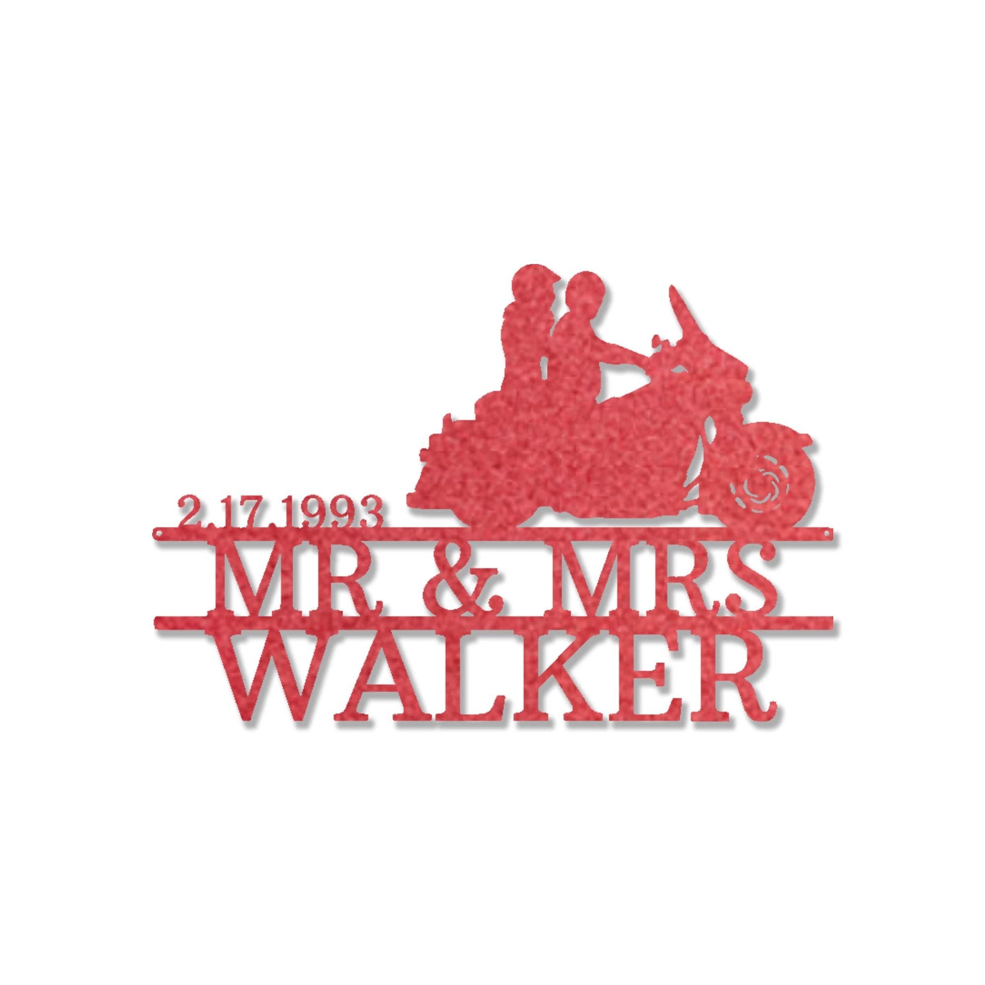 Personalized Motorcycle Couple Metal Sign – Mr & Mrs Custom Name Sign – Biker Wedding Gift – Anniversary Metal Wall Art