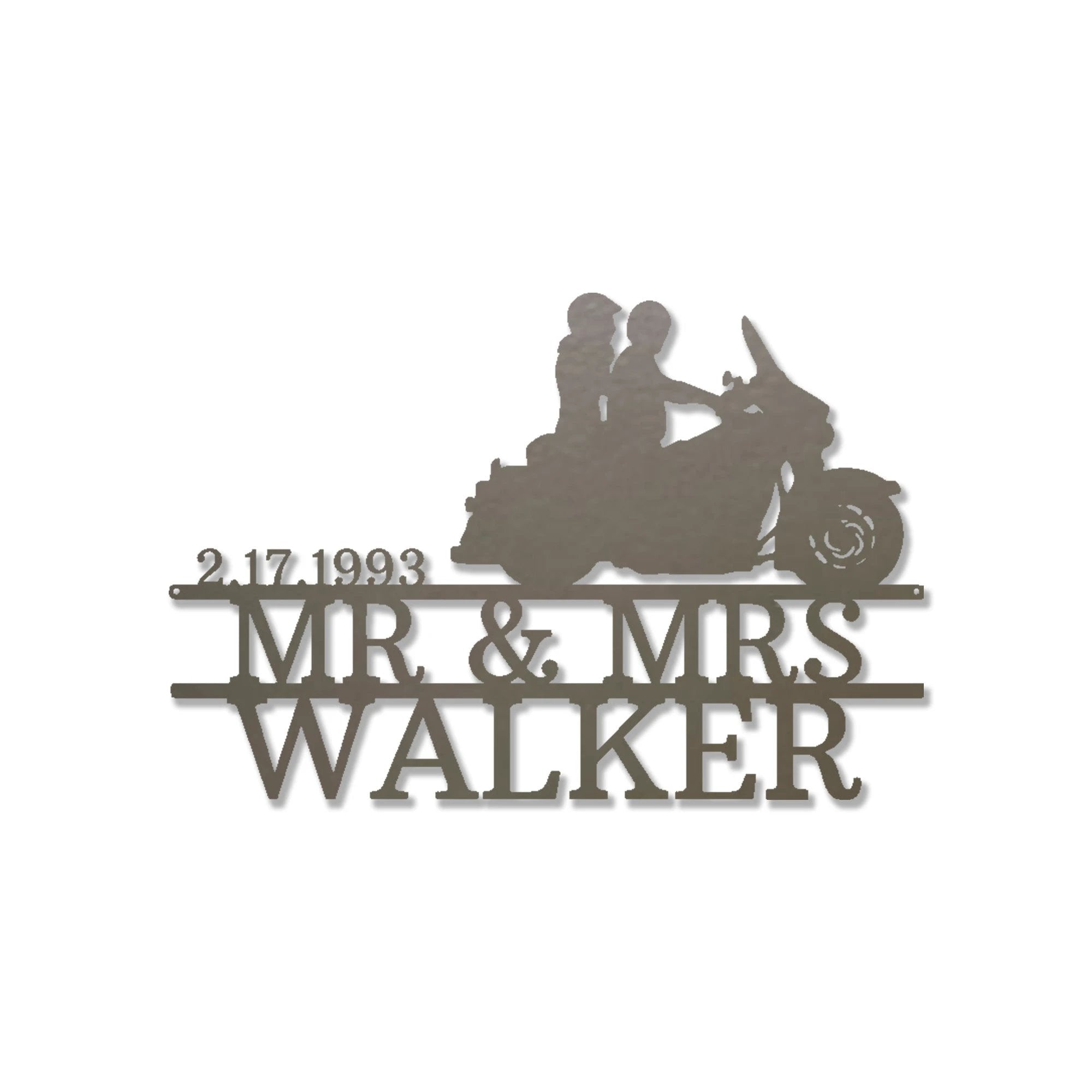 Personalized Motorcycle Couple Metal Sign – Mr & Mrs Custom Name Sign – Biker Wedding Gift – Anniversary Metal Wall Art