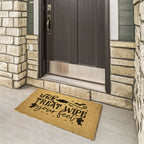 Trick, Treat, Wipe Your Feet Coir Doormat – Funny Halloween Welcome Mat | Spooky Ghost and Bat Porch Decor | Rustic Fall Entryway Rug