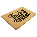 Trick or Treat Coir Doormat – Cute Black Cat Halloween Welcome Mat | Spooky Front Porch Decor | Rustic Fall Entryway Rug