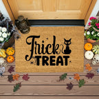 Trick or Treat Coir Doormat – Cute Black Cat Halloween Welcome Mat | Spooky Front Porch Decor | Rustic Fall Entryway Rug