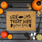 Trick, Treat, Wipe Your Feet Coir Doormat – Funny Halloween Welcome Mat | Spooky Ghost and Bat Porch Decor | Rustic Fall Entryway Rug