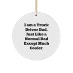 Truck Driver Dad Gifts from Friends for Men - Funny Circle Ornament, I Am A Truck Driver Dad. Just Like A Normal Dad Except Much Cooler., Christmas Unique Present