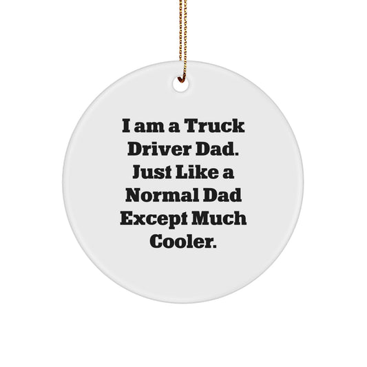 Truck Driver Dad Gifts from Friends for Men - Funny Circle Ornament, I Am A Truck Driver Dad. Just Like A Normal Dad Except Much Cooler., Christmas Unique Present