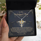Gift for Unbiological Mother You Complete my Dad's Life Cross Pendant Necklace