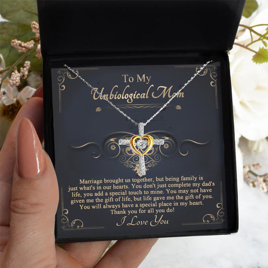 Gift for Unbiological Mother You Complete my Dad's Life Cross Pendant Necklace - Mallard Moon Gift Shop