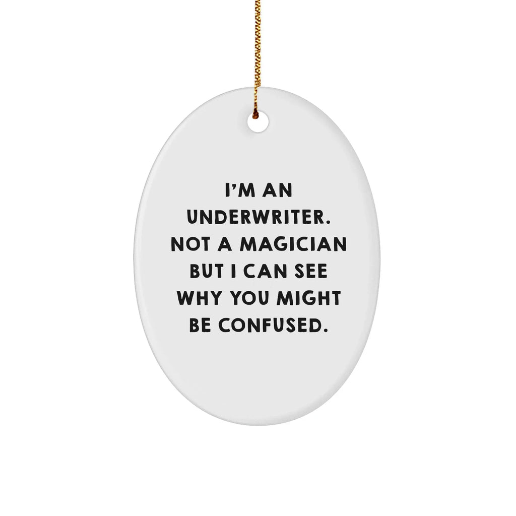 Underwriter Gifts from Friends, Family, or Coworkers - Funny Oval Ornament for Underwriter's Desk or Home Decor, Christmas Unique Gifts