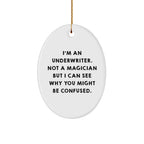 Underwriter Gifts from Friends, Family, or Coworkers - Funny Oval Ornament for Underwriter's Desk or Home Decor, Christmas Unique Gifts