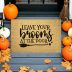 Leave Your Brooms at the Door Halloween Doormat – Funny Witch Outdoor Mat