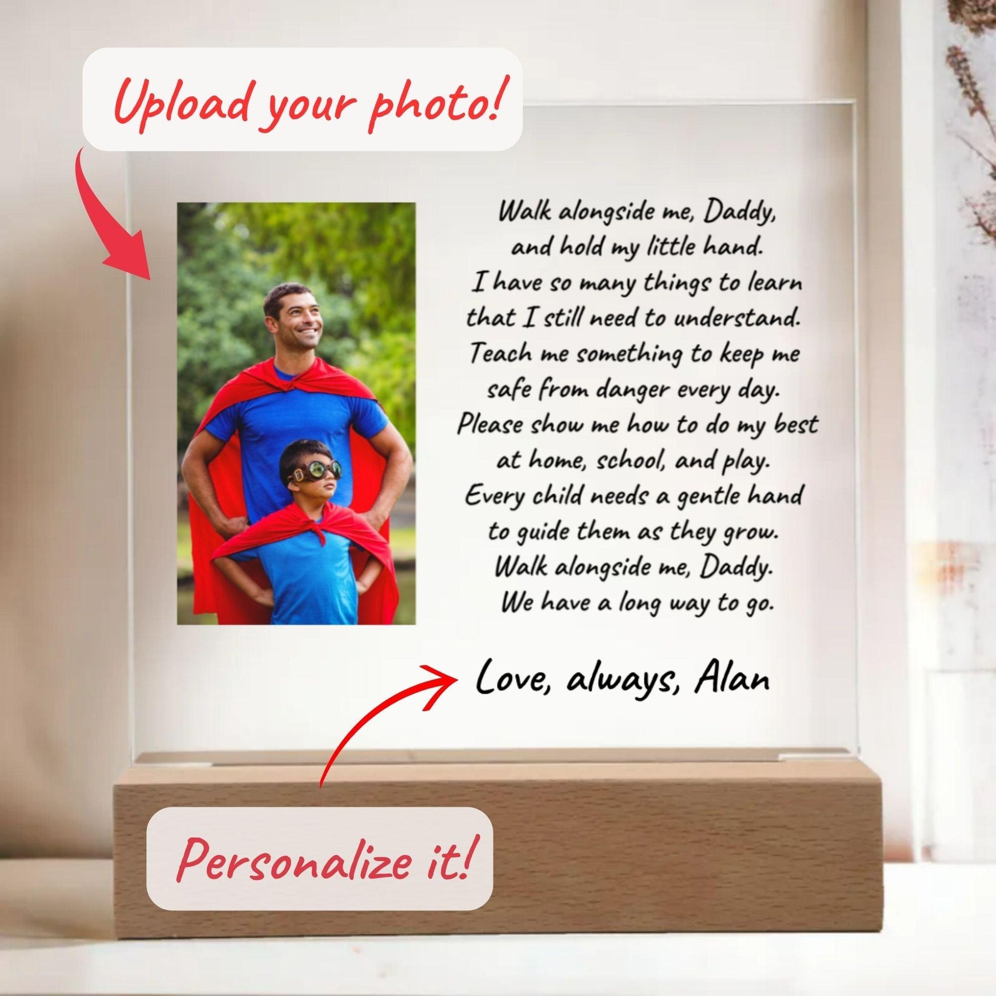 Custom Photo Upload Acrylic Plaque Walk With Me Daddy - Mallard Moon Gift Shop