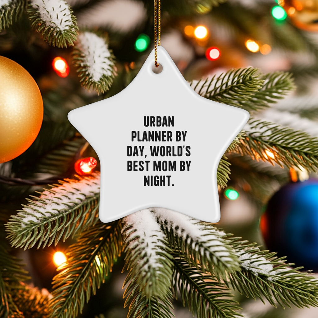 Urban Planner Gifts from Friends, Urban Planner By Day, World's Best Mom By Night, Star Ornament, Christmas Unique Gifts