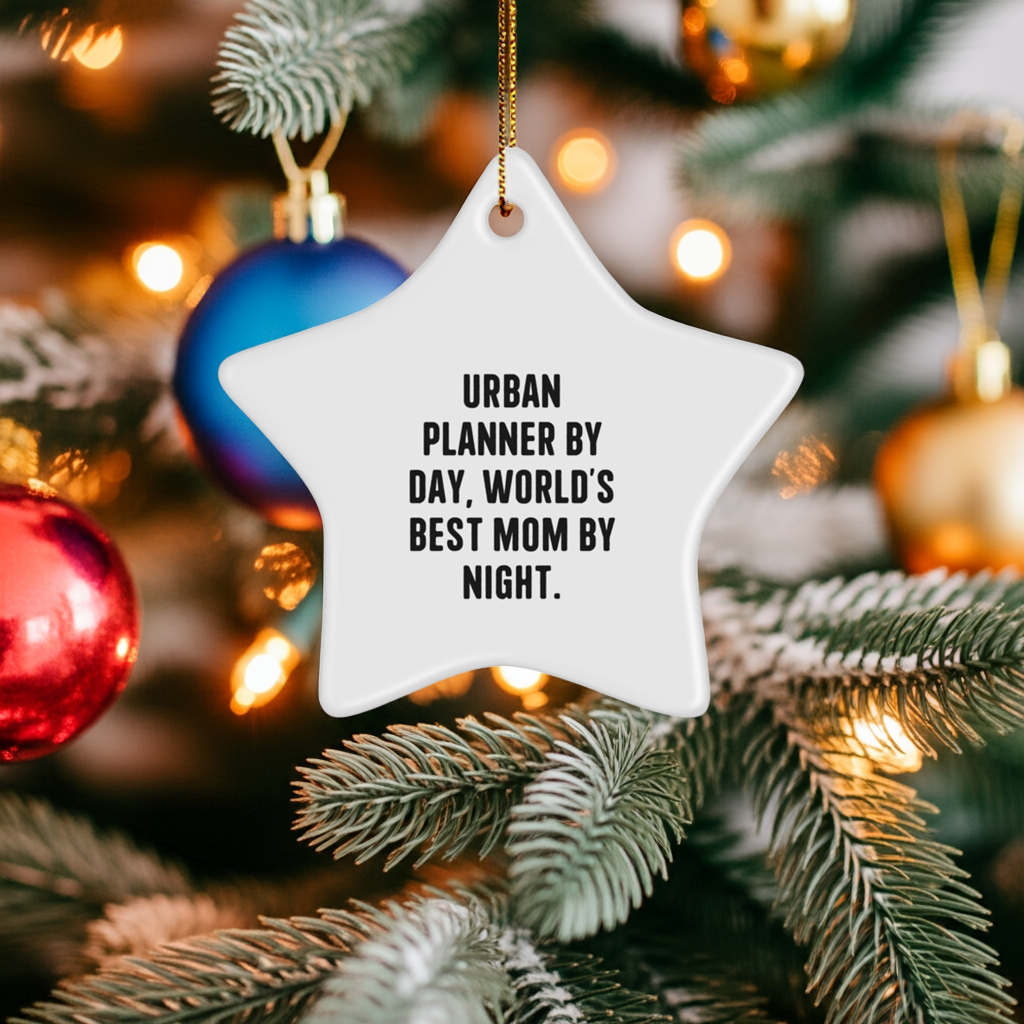 Urban Planner Gifts from Friends, Urban Planner By Day, World's Best Mom By Night, Star Ornament, Christmas Unique Gifts