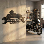 Personalized Motorcycle Garage Metal Sign – Biker Gift – Custom Name Metal Sign – Man Cave Decor – Garage Sign