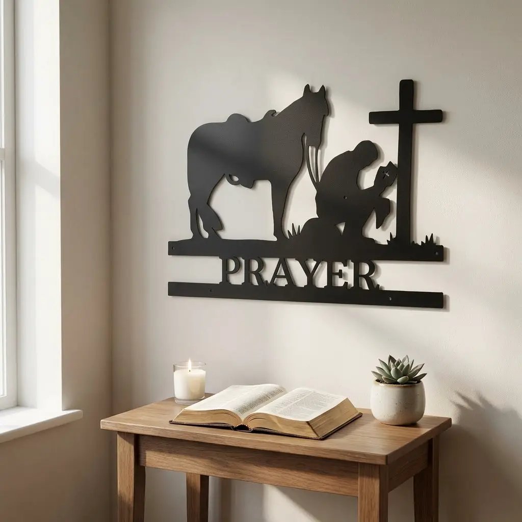 Kneeling Cowboy Monogram - Steel Sign