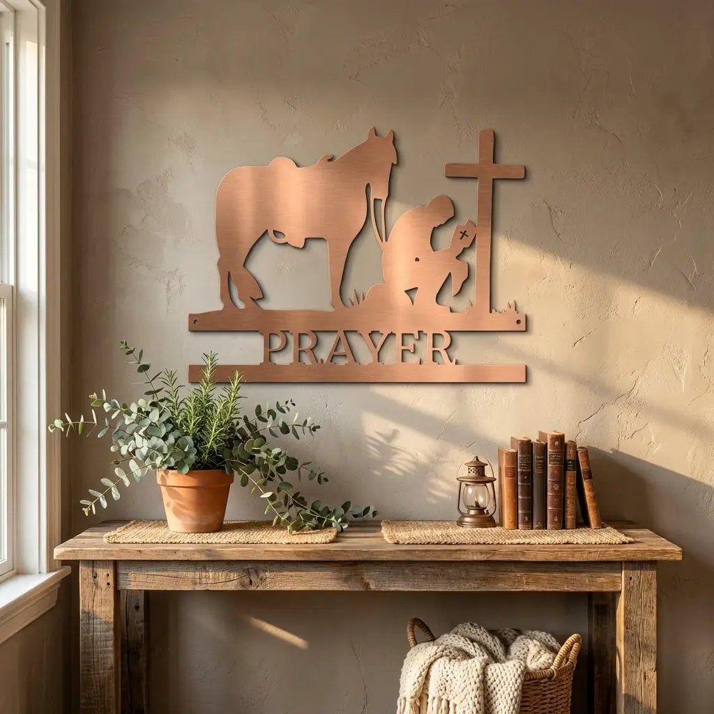 Kneeling Cowboy Monogram - Steel Sign