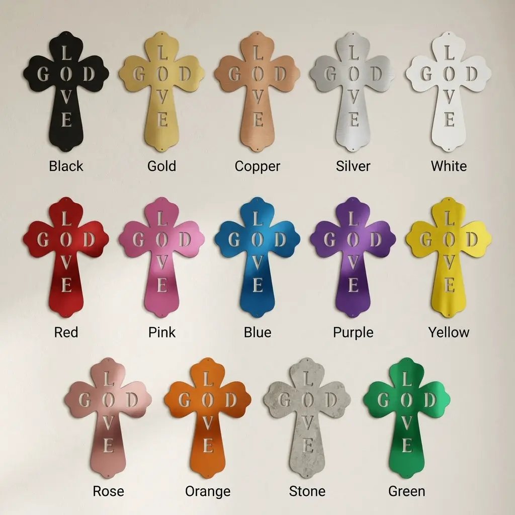 God Love Cross Metal Wall Art – Christian Wall Decor – Religious Cross Sign – Faith Home Decor – Bible Verse Style Wall Art