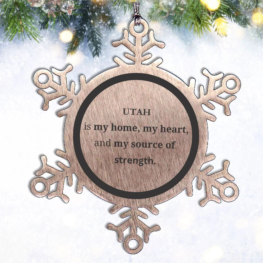 Utah is my home Gifts, Lovely Utah Birthday Christmas Snowflake Ornament For People from Utah, Men, Women, Friends