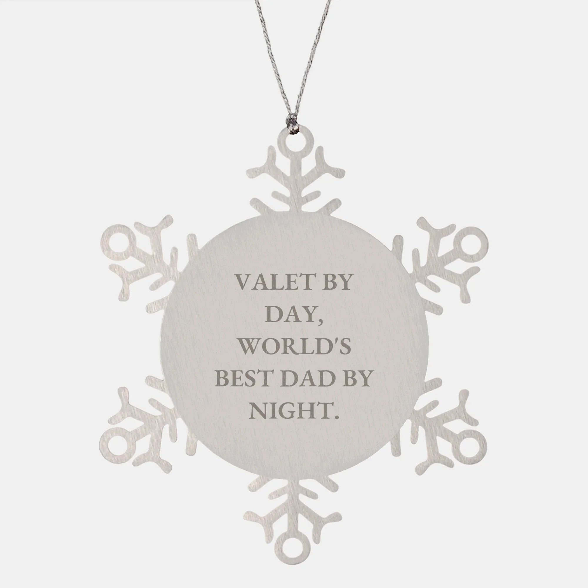 Valet Gifts for Men, Snowflake Ornament by Day, World's Best Dad by Night, Funny Christmas Unique Gifts from Friends, Unique Ornament for Him
