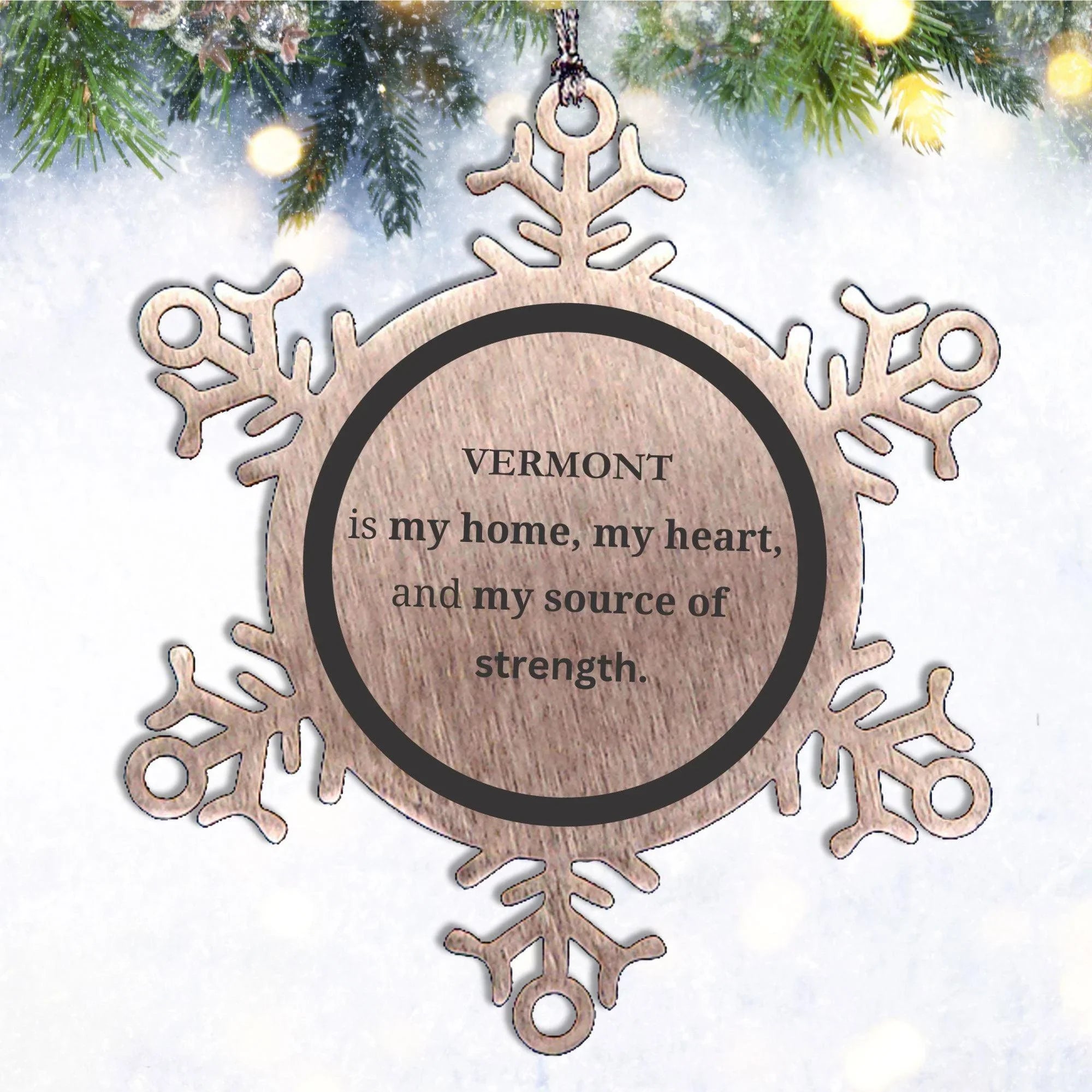Vermont is my home Gifts, Lovely Vermont Birthday Christmas Snowflake Ornament For People from Vermont, Men, Women, Friends