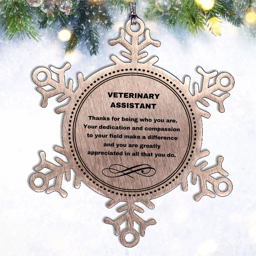 Veterinary Assistant Snowflake Ornament - Thanks for being who you are - Birthday Christmas Jewelry Gifts Coworkers Colleague Boss