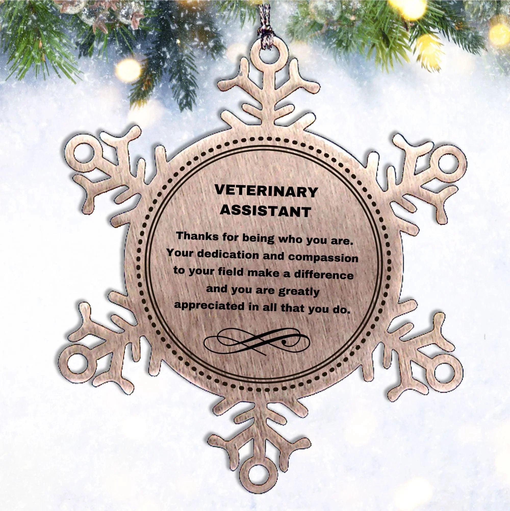 Veterinary Assistant Snowflake Ornament - Thanks for being who you are - Birthday Christmas Jewelry Gifts Coworkers Colleague Boss