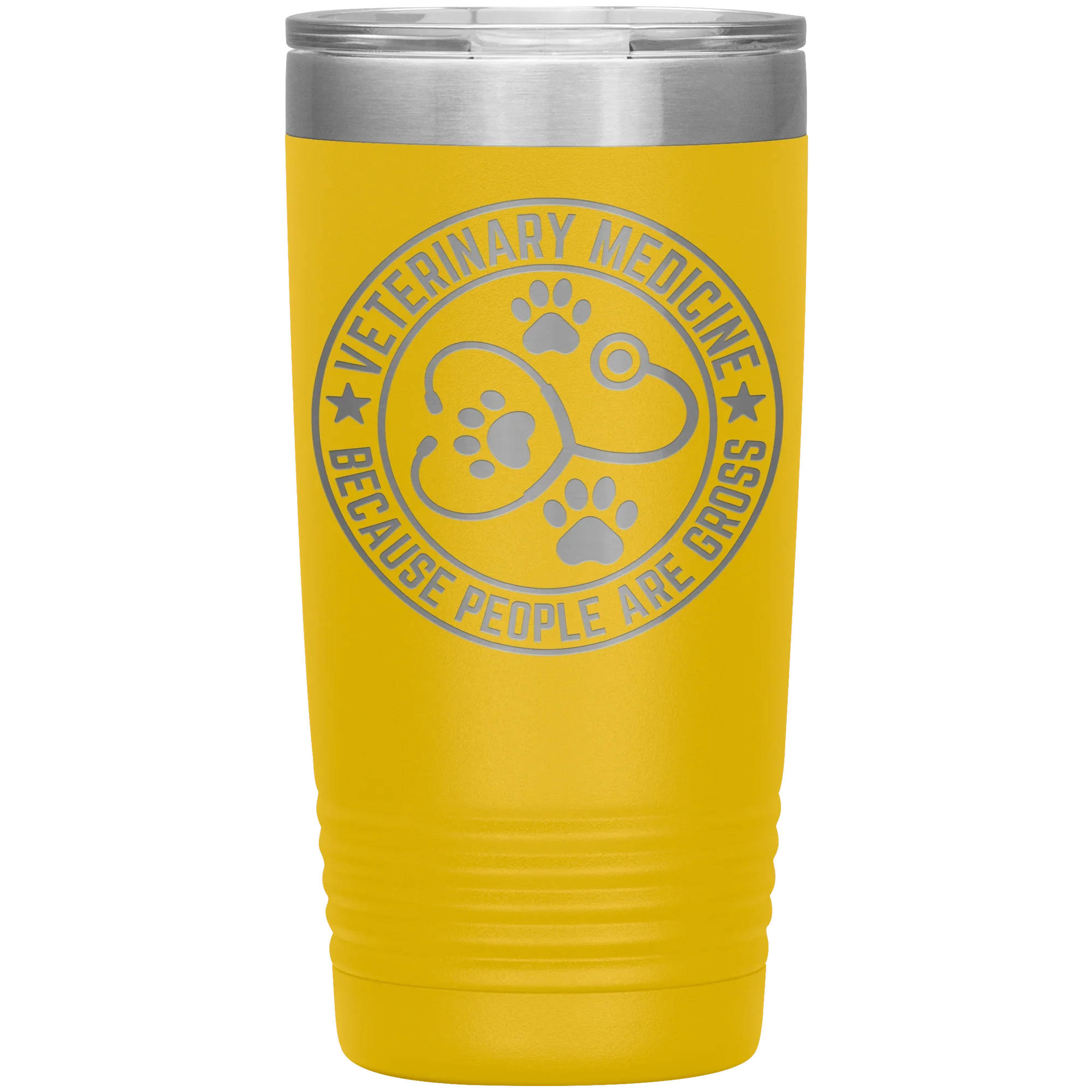 Veterinary Medicine Tumbler – 20oz Laser-Etched Stainless Steel Insulated Travel Mug – Funny Veterinarian Gift – Because People Are Gross – Vet Tech, Animal Lover Appreciation Cup – Multiple Colors