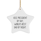 Vice President Gifts from Men, Funny Star Ornament for Vice President By Day, World's Best Dad By Night, Christmas Unique Gifts for Vice President