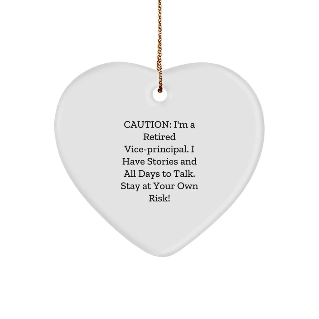 Vice-Principal Humor Gifts from Friends for Christmas - Retired VP's Warning - Funny Heart Ornament