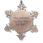 Vice-principal By Day, Ninja By Night Snowflake Ornament, Funny Gifts for Vice-principals from Friends, Unique Christmas Memorable Presents