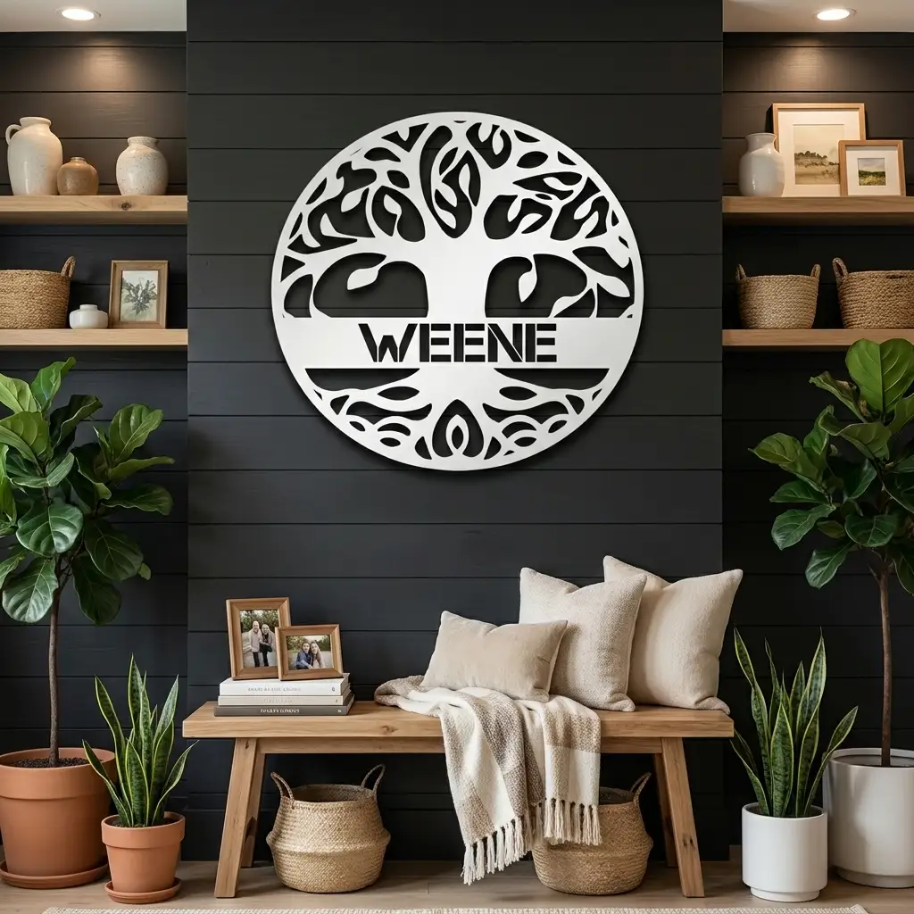 Personalized Tree of Life Metal Wall Art – Custom Family Name Sign – Tree of Life Metal Decor – Nature Inspired Family Wall Decor
