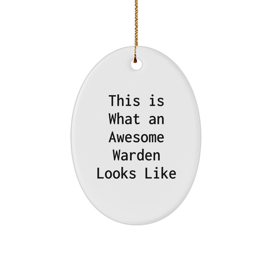 Warden Gifts from Family, Christmas Unique Oval Ornament 'This Is What An Awesome Warden Looks Like', Inspirational Warden Decor
