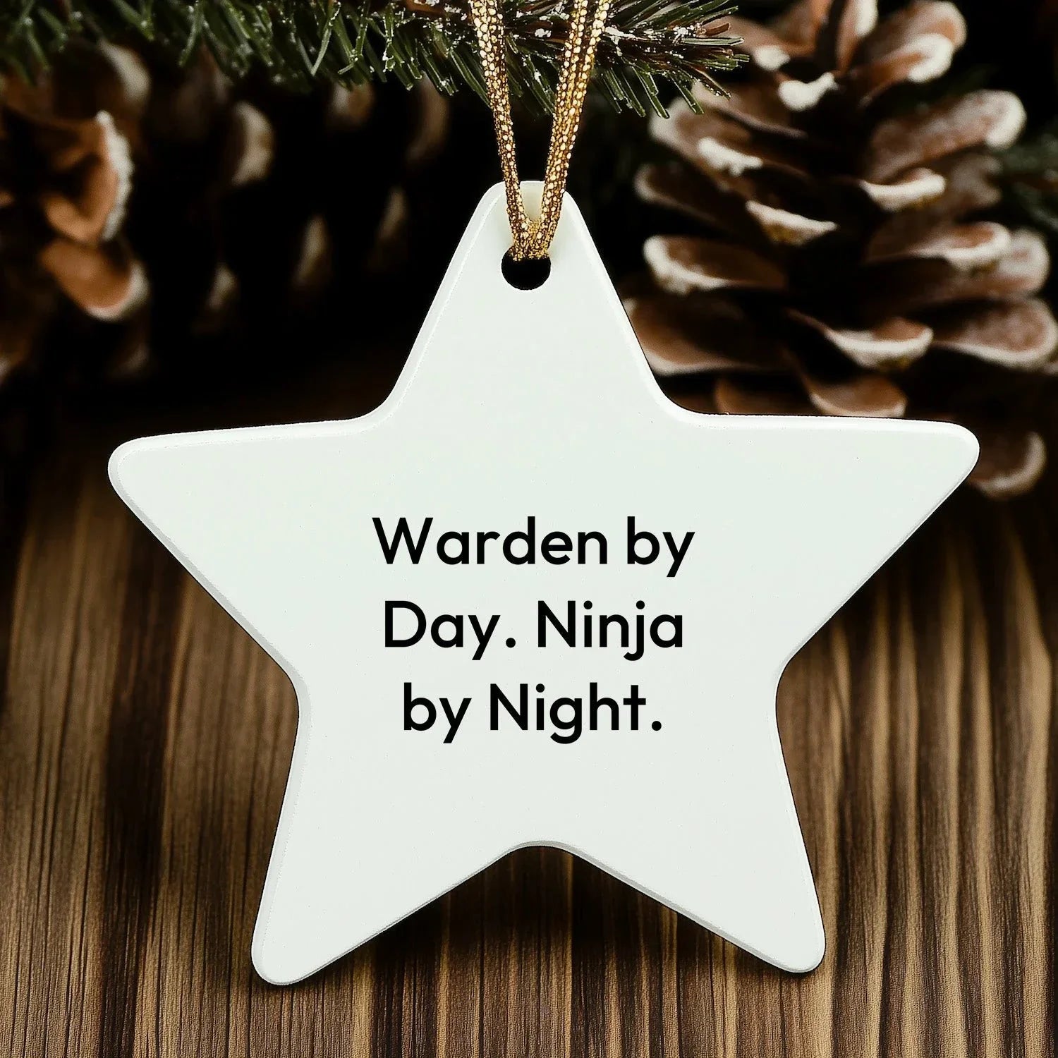Warden Ninja Star Ornament Gifts for Men from Friends on Christmas, Warden By Day. Ninja By Night.