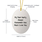 Warm Wishes to My Dear Aunty, Oval Ornament Gifts from Family, Unique Christmas Memorable Presents for Aunty, My Dear Aunty Always Remember, Heartfelt Gift Ideas