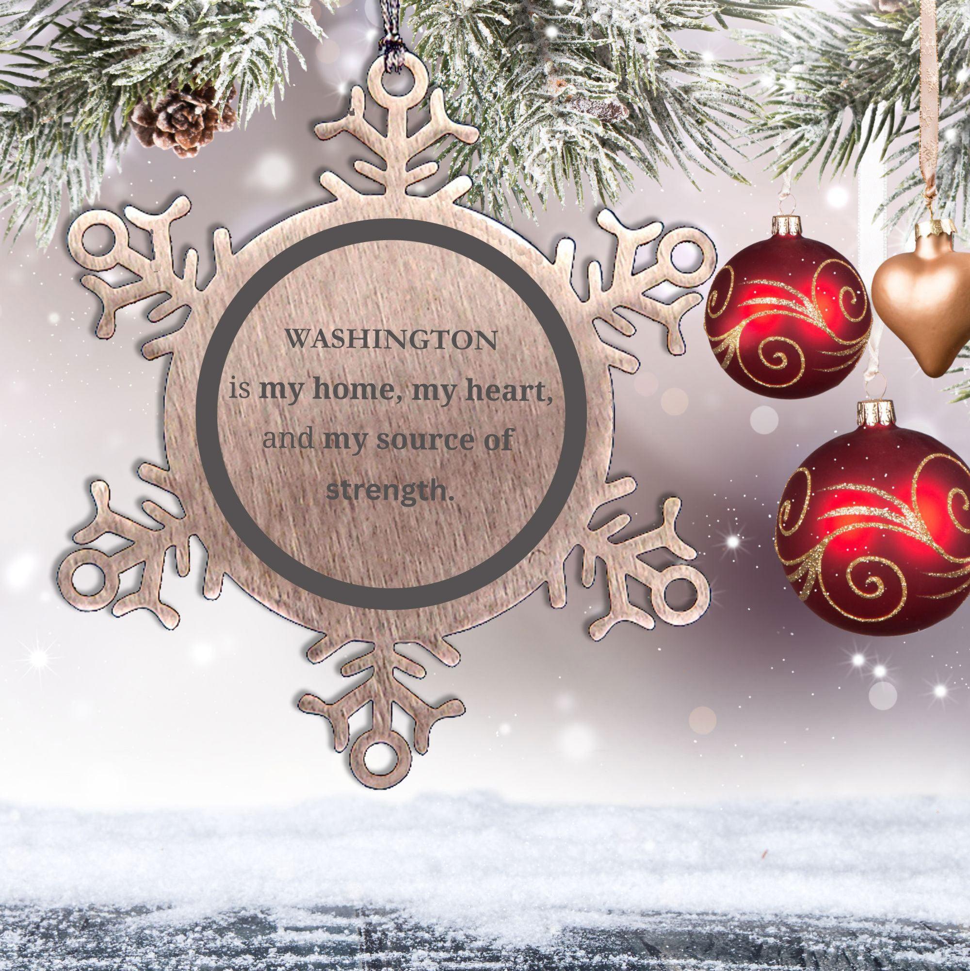 Washington is my home Gifts, Lovely Washington Birthday Christmas Snowflake Ornament For People from Washington, Men, Women, Friends